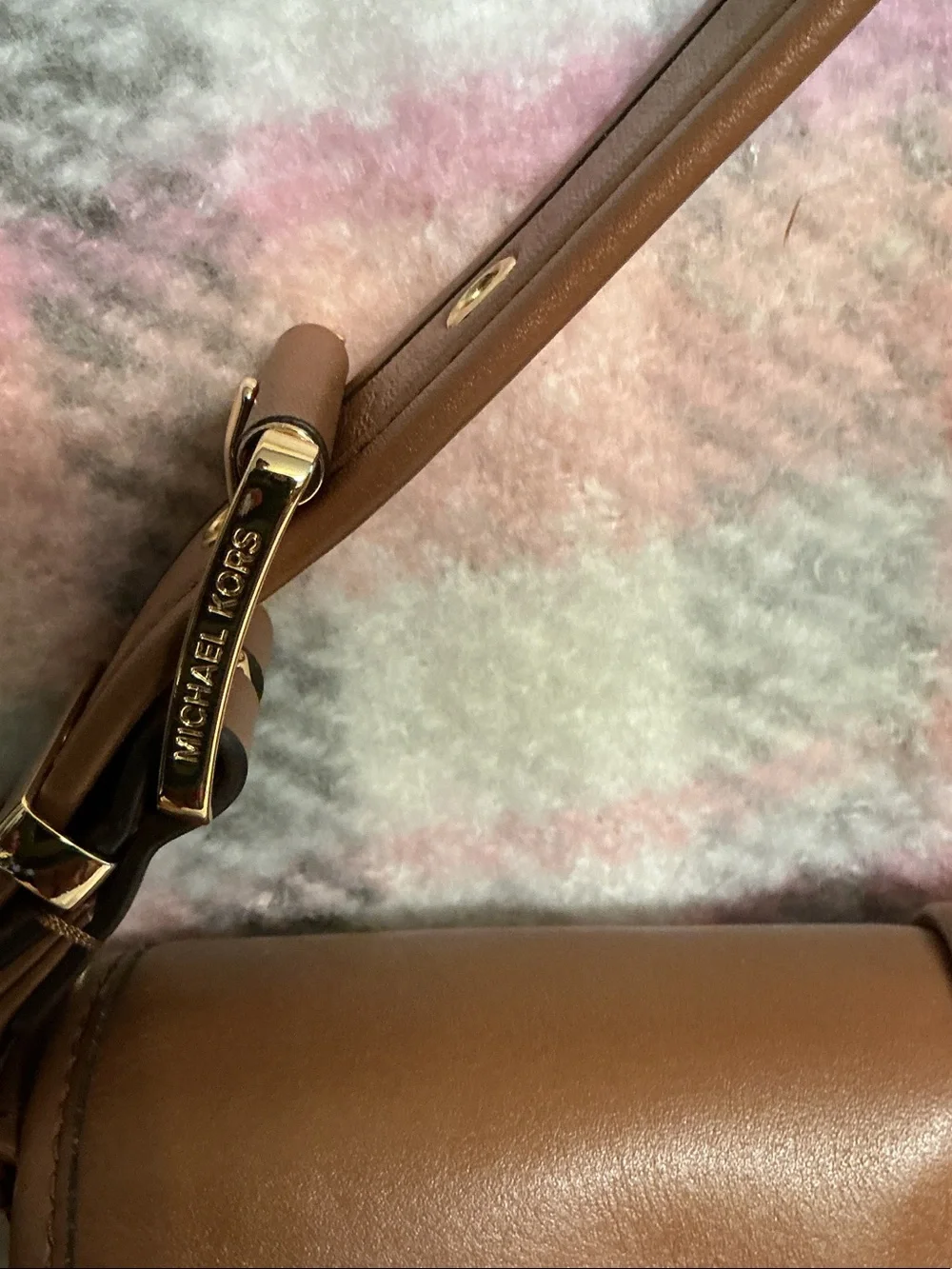 Michael Kors RARE SOHO Cognac Leather Buckle-Front Shoulder Bag